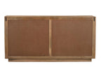 72" Natural Distressed Solid Wood Carved Geometric Sideboard with Four Doors