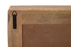 72" Natural Distressed Solid Wood Carved Geometric Sideboard with Four Doors
