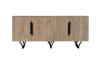 84" Beige Solid Wood Carved Geometric Sideboard with Four Doors