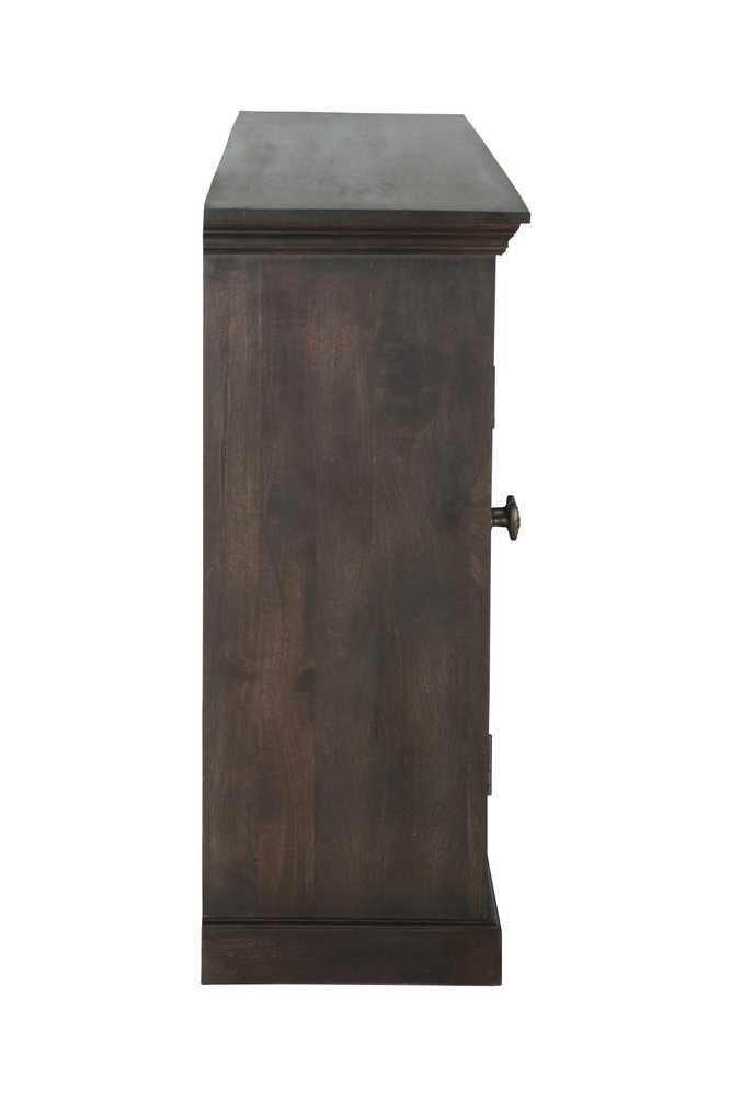 72" Dark Brown Solid Wood Shutter Style Sideboard with Four Doors