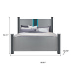 Silver Wood And Faux Crystals Lighted Full Four Poster Bed Frame