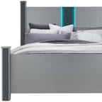 Silver Wood And Faux Crystals Lighted Queen Four Poster Bed Frame
