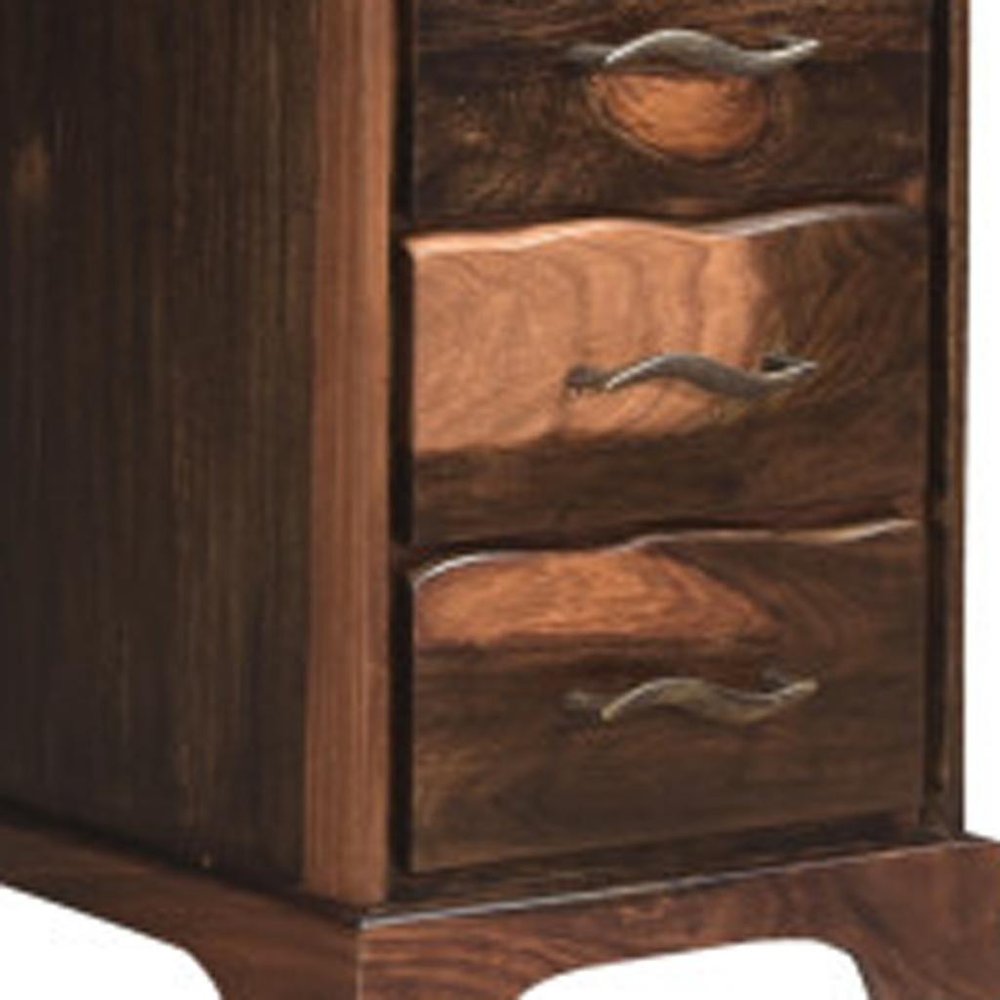 68" Dark Brown Solid Wood Pedestal Executive Desk 2With And Seven Drawers