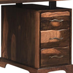 68" Dark Brown Solid Wood Pedestal Executive Desk 2With And Seven Drawers