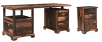 68" Dark Brown Solid Wood Pedestal Executive Desk 2With And Seven Drawers