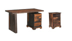 54" Dark Brown Solid Wood Pedestal Writing Desk 2With And Six Drawers