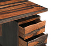 54" Dark Brown Solid Wood Pedestal Writing Desk 2With And Six Drawers