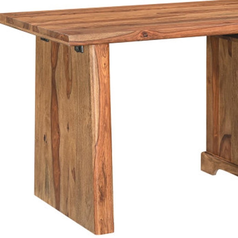 54" Dark Brown Solid Wood Pedestal Writing Desk 2With And Six Drawers