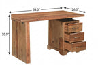 54" Dark Brown Solid Wood Pedestal Writing Desk 2With And Six Drawers