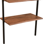 69" Brown Solid Wood Wall Mounted Pedestal Executive Desk 2With And Four Drawers