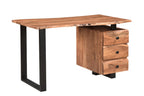 54" Brown And Black Solid Wood And Iron Wall Mounted Pedestal Computer Desk 2With And Three Drawers