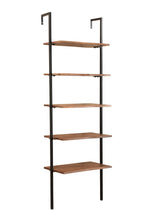 54" Brown And Black Solid Wood And Iron Wall Mounted Pedestal Computer Desk 2With And Three Drawers