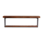 36" Set Of Two Black And Brown Wood And Metal Two Level Accent Shelf