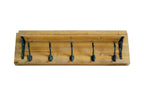 6" Black And Brown Metal And Solid Wood Five Hook Wall Mount Coat Rack