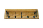 6" Black And Brown Metal And Solid Wood Five Hook Wall Mount Coat Rack