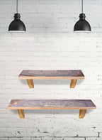 24" Gray And Natural Wood Wall Mounted Accent Shelf