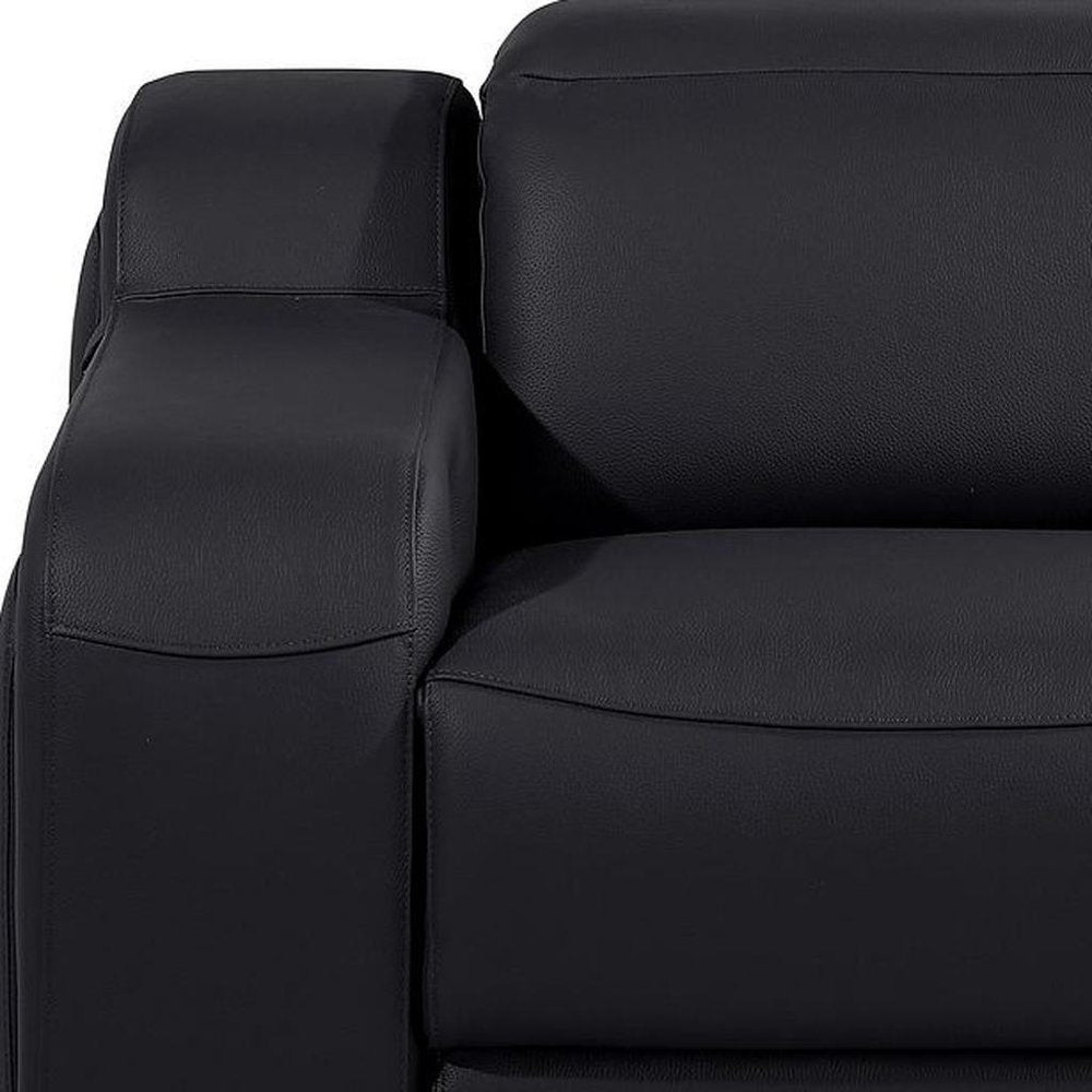 41" Black Italian Leather Wall Hugger Recliner With USB