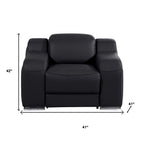 41" Black Italian Leather Wall Hugger Recliner With USB