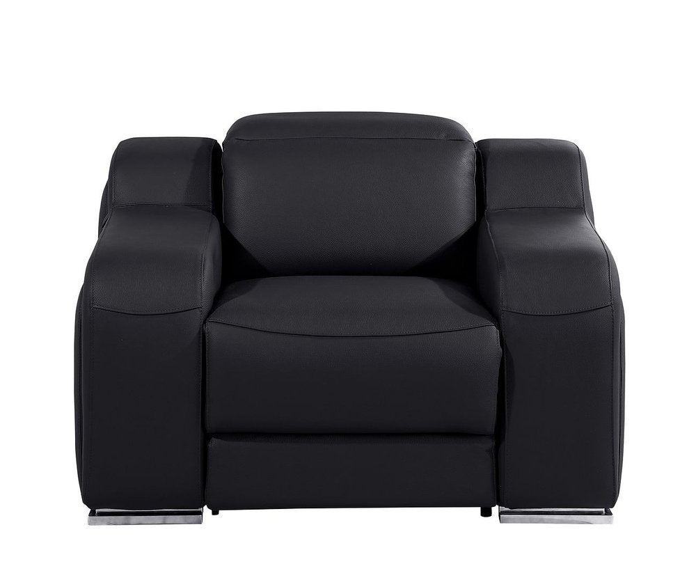 41" Black Italian Leather Wall Hugger Recliner With USB