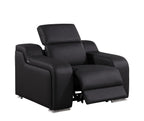 41" Black Italian Leather Wall Hugger Recliner With USB