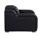 41" Black Italian Leather Wall Hugger Recliner With USB