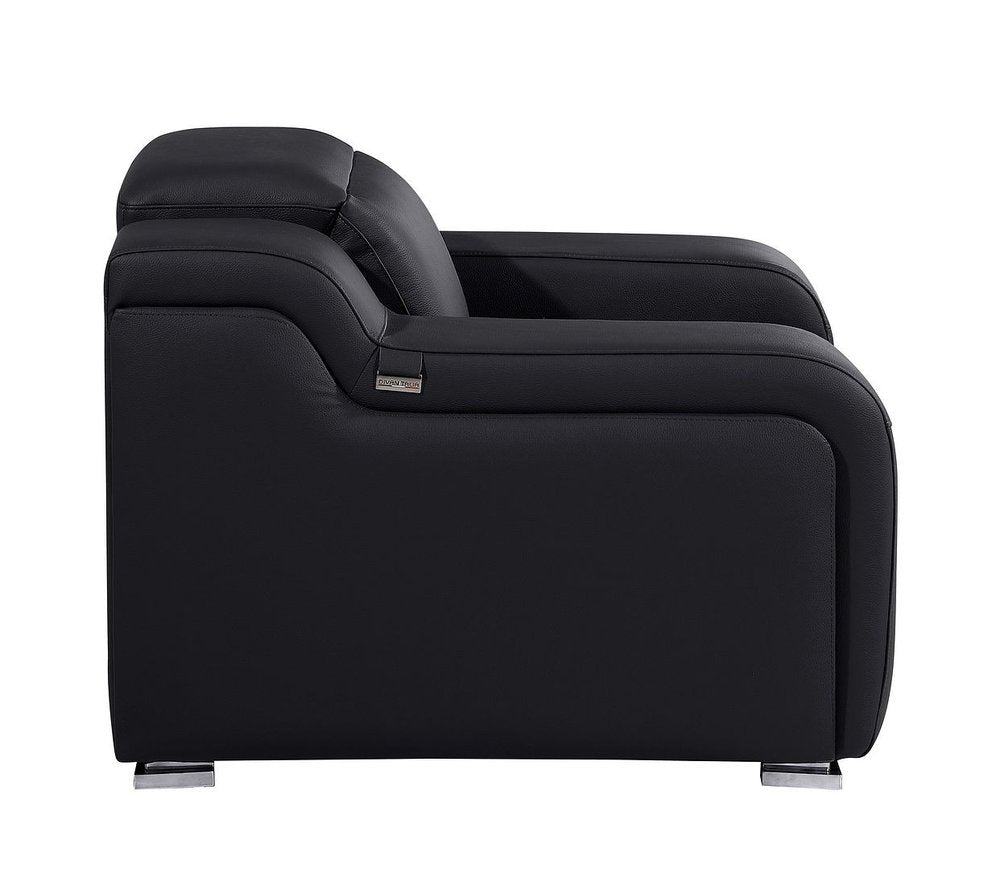 41" Black Italian Leather Wall Hugger Recliner With USB