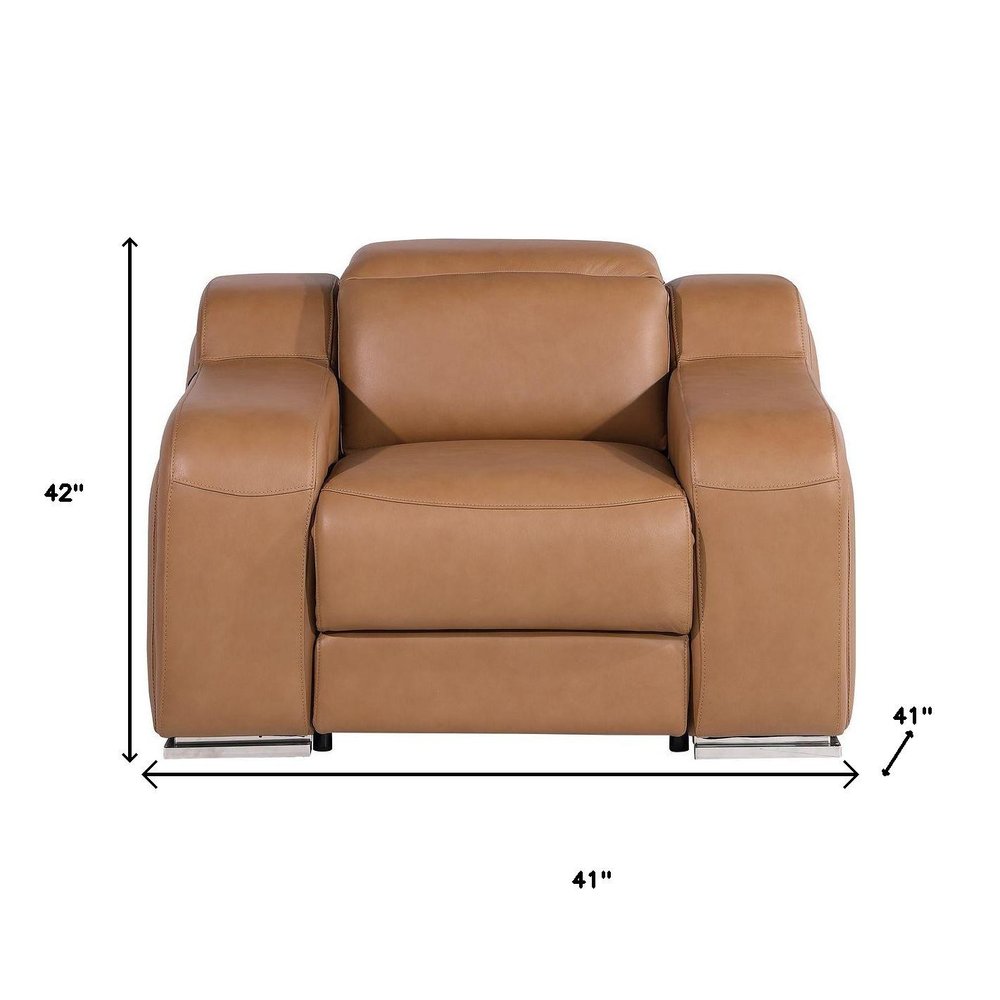 41" Black Italian Leather Wall Hugger Recliner With USB