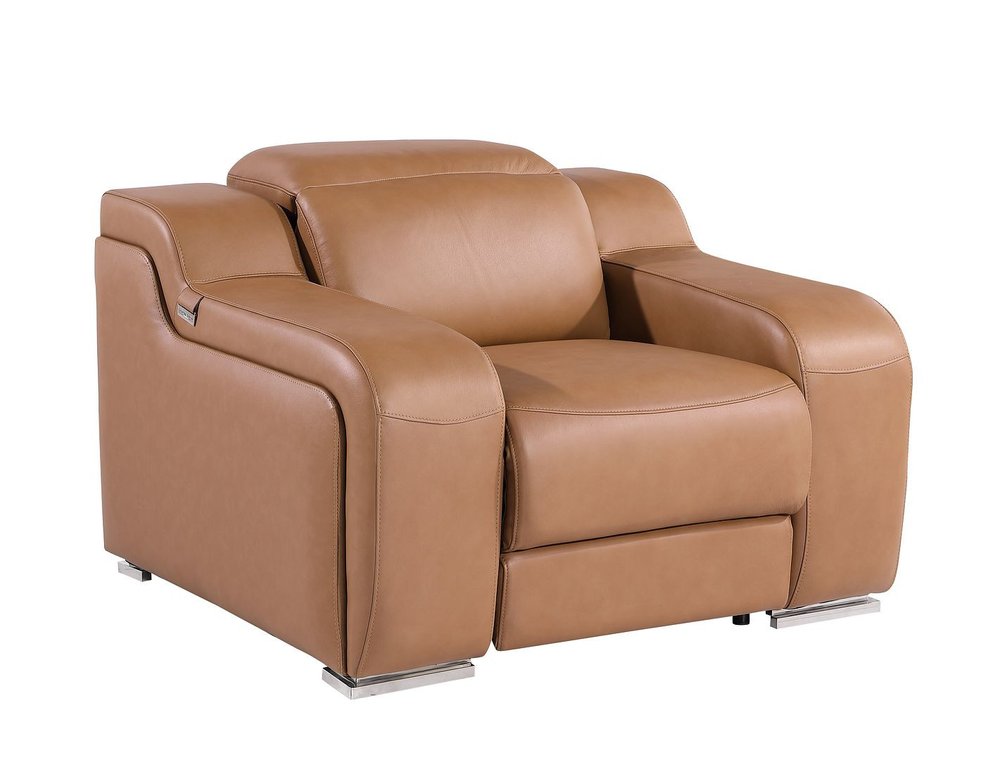 41" Black Italian Leather Wall Hugger Recliner With USB