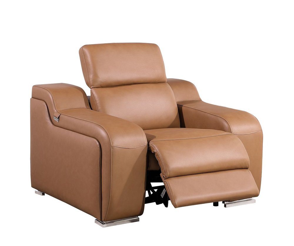 41" Black Italian Leather Wall Hugger Recliner With USB