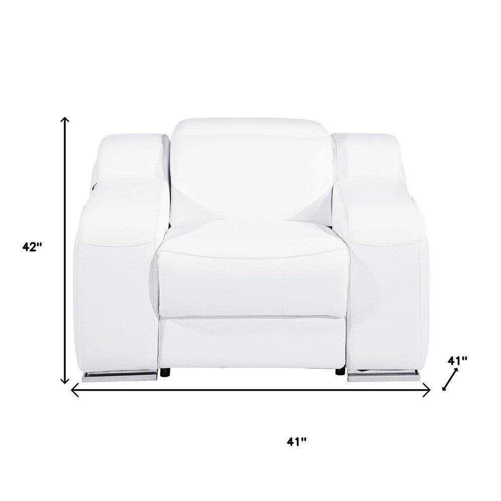 41" Black Italian Leather Wall Hugger Recliner With USB