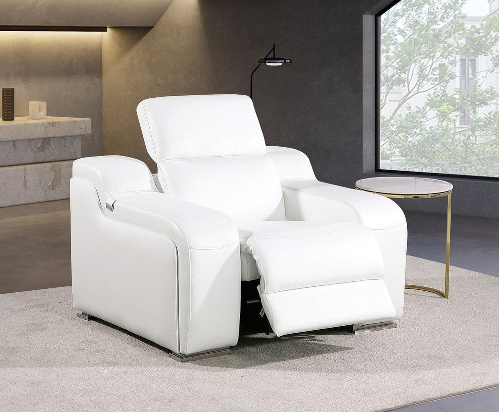41" Black Italian Leather Wall Hugger Recliner With USB
