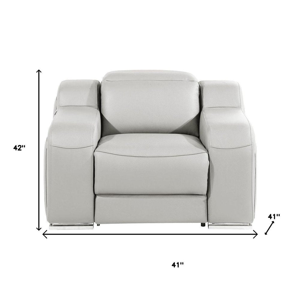 41" Black Italian Leather Wall Hugger Recliner With USB