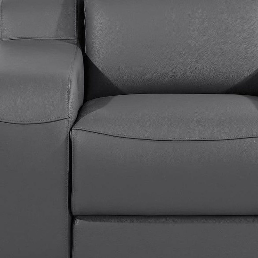 41" Black Italian Leather Wall Hugger Recliner With USB