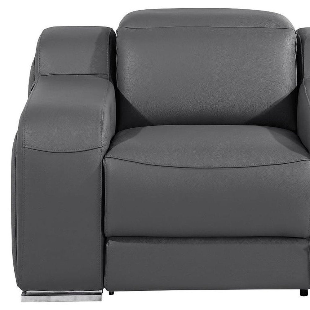 41" Black Italian Leather Wall Hugger Recliner With USB