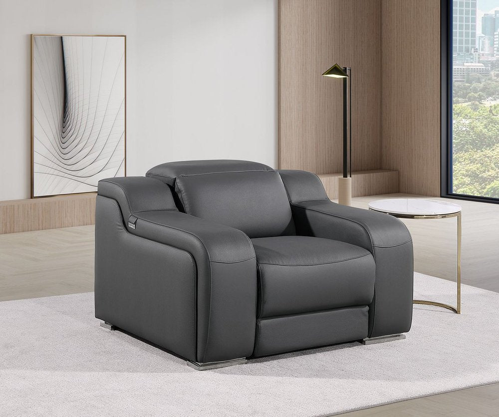 41" Black Italian Leather Wall Hugger Recliner With USB