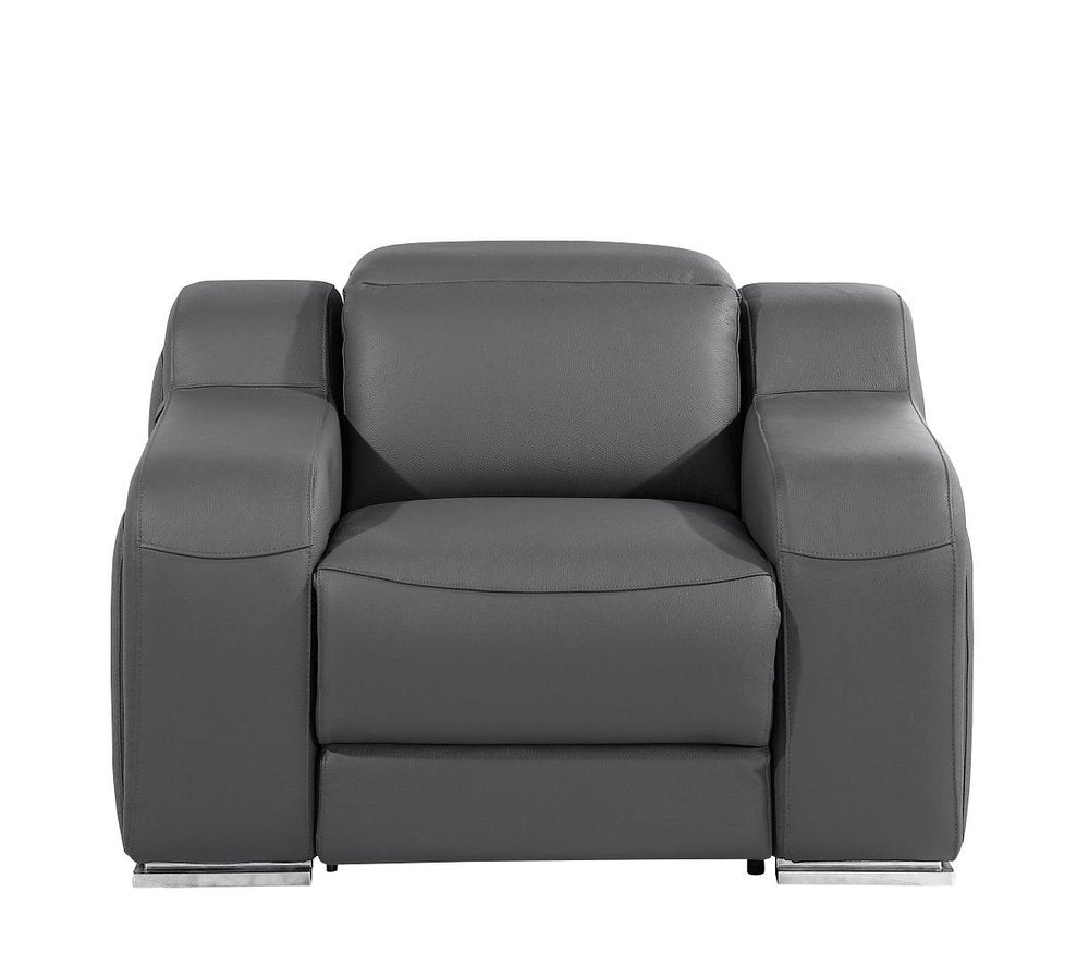 41" Black Italian Leather Wall Hugger Recliner With USB