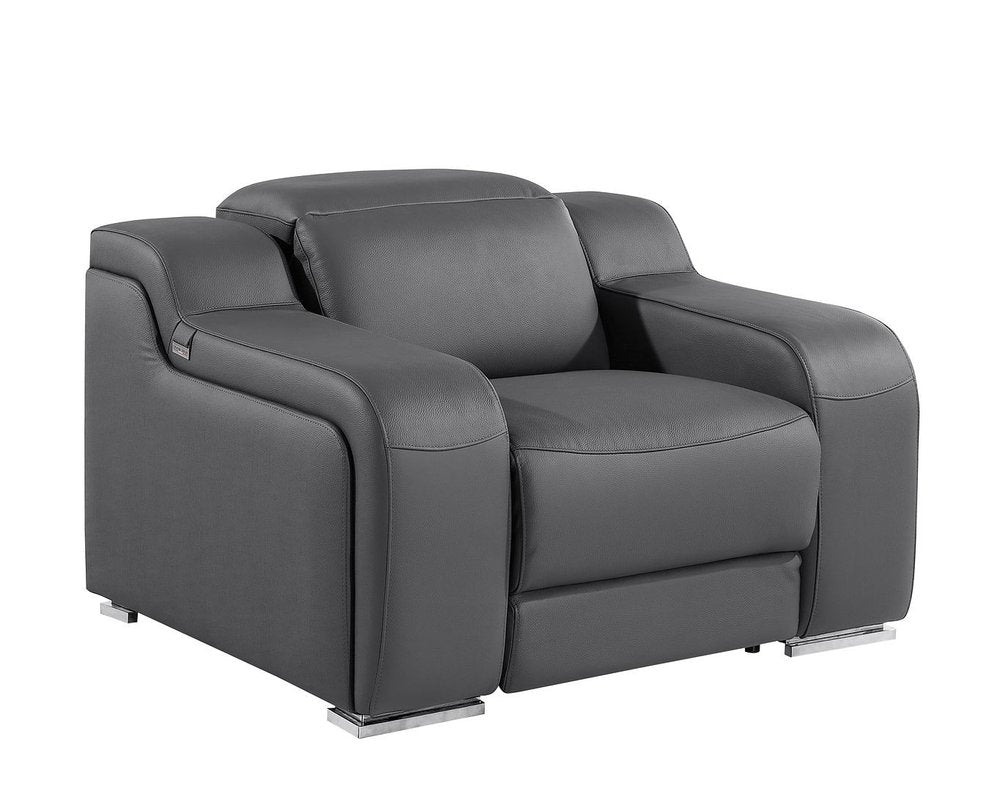 41" Black Italian Leather Wall Hugger Recliner With USB