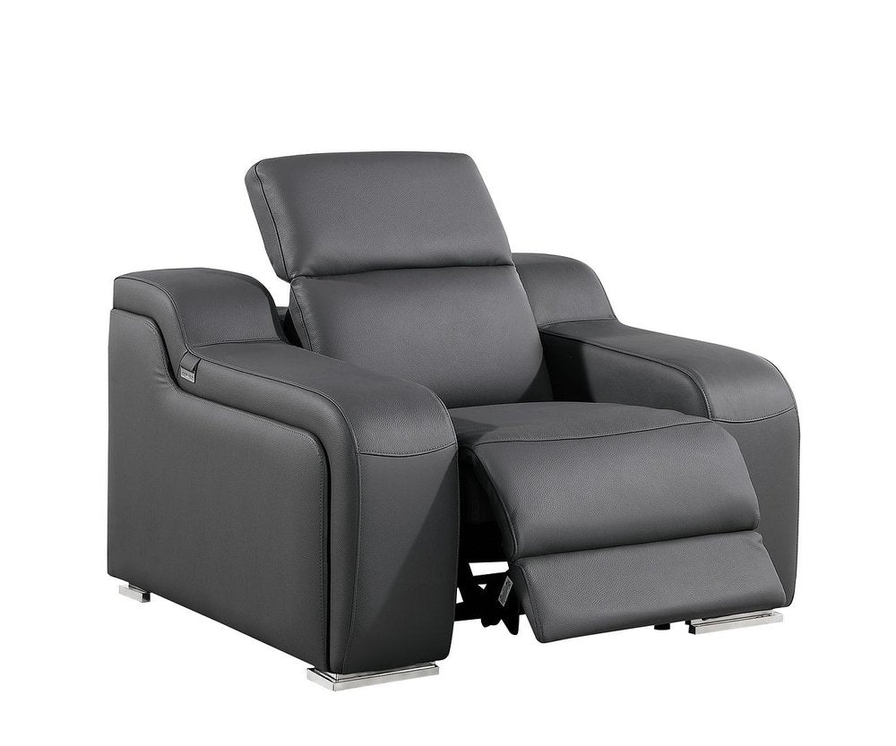 41" Black Italian Leather Wall Hugger Recliner With USB