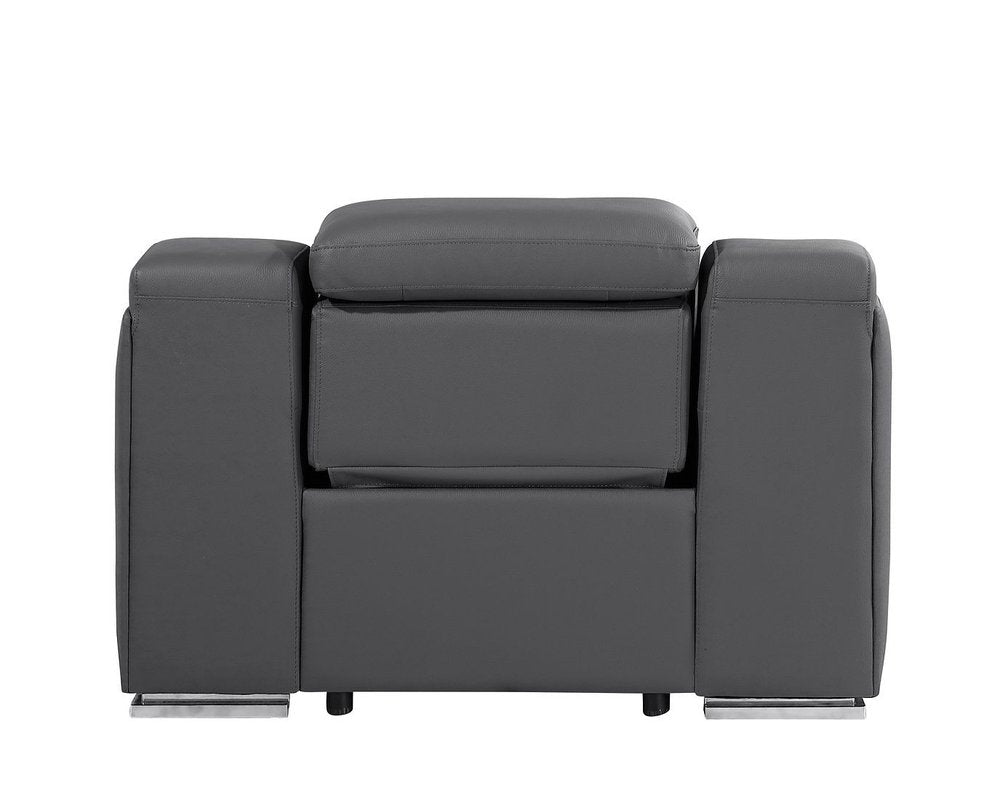 41" Black Italian Leather Wall Hugger Recliner With USB