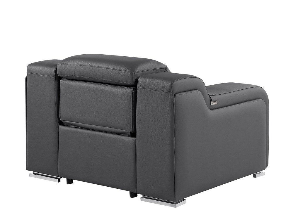 41" Black Italian Leather Wall Hugger Recliner With USB