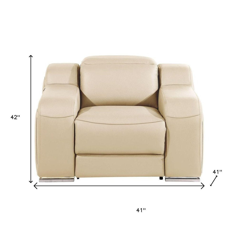 41" Black Italian Leather Wall Hugger Recliner With USB