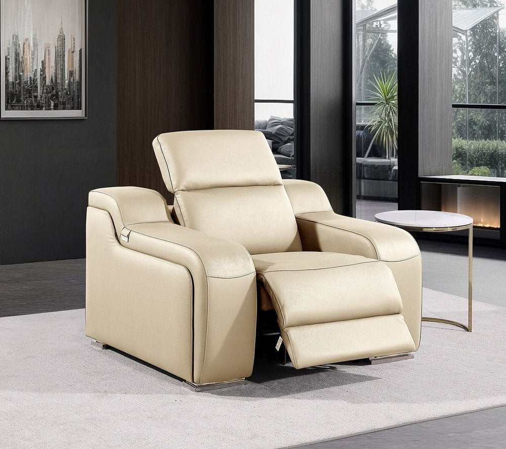 41" Black Italian Leather Wall Hugger Recliner With USB