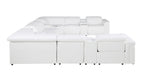 White Italian Leather Power Reclining U Shaped Twelve Piece Sectional With Console