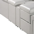 Light Gray Italian Leather Power Reclining U Shaped Twelve Piece Sectional With Console