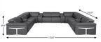 Dark Gray Italian Leather Power Reclining U Shaped Twelve Piece Sectional With Console