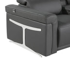 Dark Gray Italian Leather Power Reclining U Shaped Twelve Piece Sectional With Console