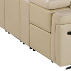 Beige Italian Leather Power Reclining U Shaped Twelve Piece Sectional With Console