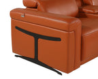 Camel Italian Leather Power Reclining U Shaped Twelve Piece Sectional With Console