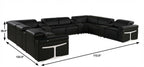 Black Italian Leather Power Reclining U Shaped Twelve Piece Sectional With Console