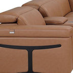 Chestnut Italian Leather Power Reclining U Shaped Twelve Piece Sectional With Console